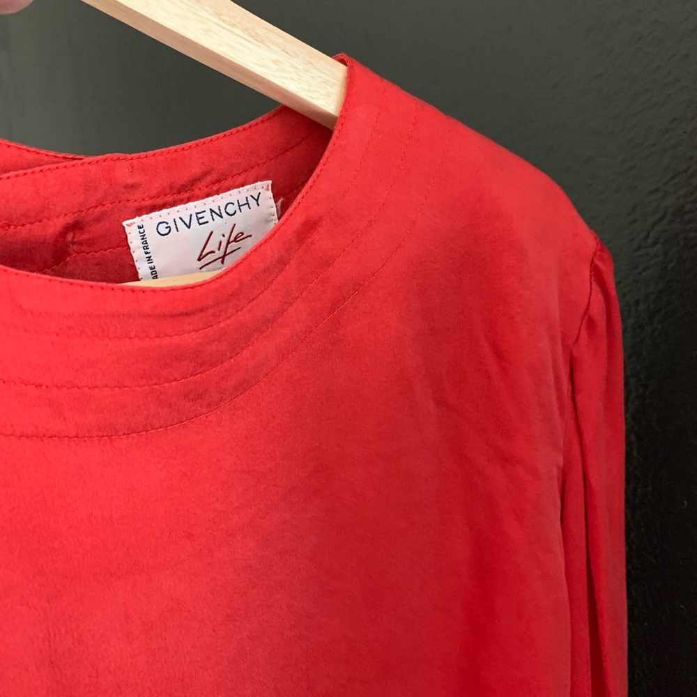 Vintage French Givenchy Red Top | Blouse Size M